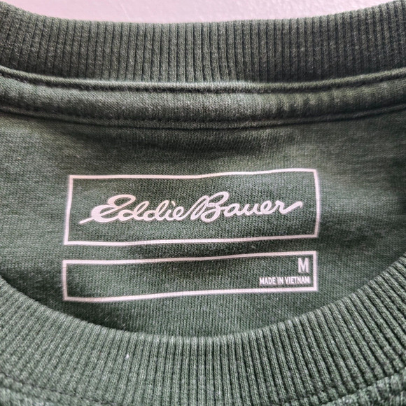 Eddie Bauer Sweatshirt Men's M Green Elk Print Long Sleeve Crew Neck - Picture 3 of 13